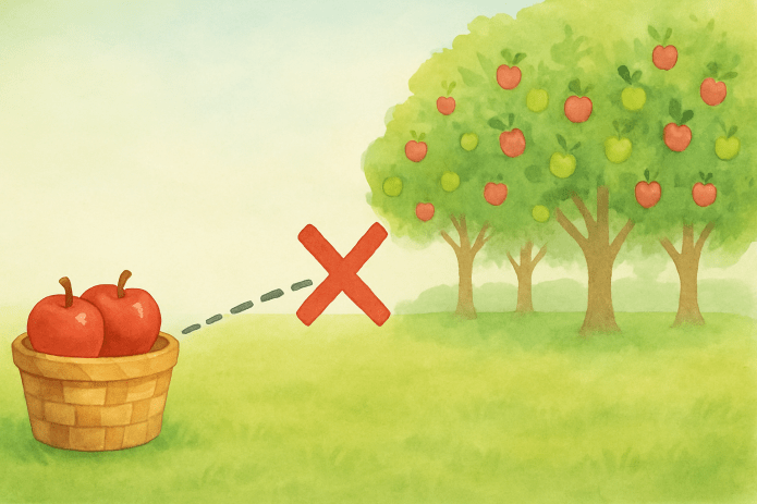 Falácias indutivas. Não se pode adivinhar todo um pomar a partir de poucas frutas.